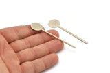 Silver Round Blank, 4 Antique Silver Plated Brass Round Stick Blanks, Findings (64x15x2x1mm) D980