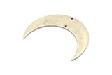 Silver Moon Charm, 2 Antique Silver Plated Brass Crescent Moon Charms With 2 Holes, Connectors (46x12x1mm) D0832