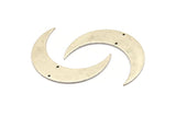 Silver Moon Charm, 2 Antique Silver Plated Brass Crescent Moon Charms With 2 Holes, Connectors (46x12x1mm) D0832