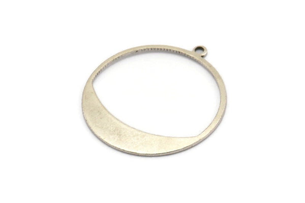 Gümüş Yuvarlak Charm, 1 Halkalı 6 Antik Gümüş Kaplama Yuvarlak Charm, Küpeler, Bulgular (31x29x0,70mm) D0741