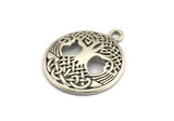 Silver Tree Charm, 2 Antique Silver Plated Brass Tree Pendants With 1 Loop, Findings (26x23mm) N1357