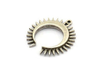 Gümüş Ay Tılsımı, 1 Döngülü 4 Antik Gümüş Kaplamalı Pirinç Hilal Ay Tılsımı (22,5x21x2,5 mm) N1432