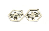 Silver Bee Charm, 2 Antique Silver Plated Brass Bee Charms With 1 Loop, Pendants, Findings (30x28x1.5mm) N1379