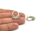 Silver Sun Earring, 4 Antique Silver Plated Brass Sunshine Stud Earrings (22x21x1.5mm) N1333