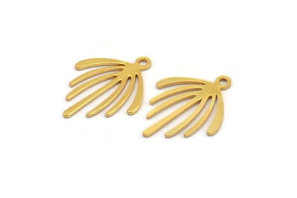 Gold Fringed Charm, 12 Gold Plated Brass Fringed Charms With 1 Loop (18x14x0.60mm) A3192