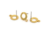 Gold Circle Earring, 6 Gold Plated Brass Circle Stud Earrings With 1 Loop (13x10x0.80mm) M042 A1626