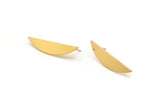 Semi Circle Earring, 2 Gold Plated Brass Half Moon Stud Earrings (37x8x0.70mm) M881 A2271