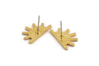 Earring Studs, 2 Gold Plated Brass -  Semi Circle Stud Earrings - Gold Earrings - Earrings (22x12x1.5mm) N1614
