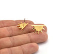 Earring Studs, 2 Gold Plated Brass -  Semi Circle Stud Earrings - Gold Earrings - Earrings (22x12x1.5mm) N1614