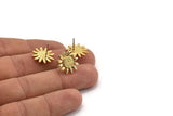 Gold Sunflower Earring, 2 Gold Plated Brass Sunflower Stud Earrings (15mm) N1341