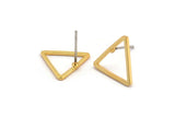 Gold Triangle Earring, 6 Gold Plated Brass Triangle Stud Earrings (14x1mm) BS 1023 A2266