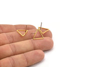 Gold Triangle Earring, 6 Gold Plated Brass Triangle Stud Earrings (14x1mm) BS 1023 A2266
