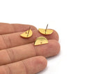 Gold Moon Earring, 4 Gold Plated Brass Semi Circle Stud Earrings With 1 Hole (15x7.5x1.2mm) D1365 A1775 H0293