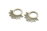 Silver Charm, 2 Antique Silver Plated Brass - Sunshine Charm - Silver Sun Charm - Findings (25x23x1.5mm) N1314