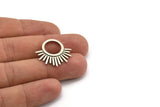 Silver Charm, 2 Antique Silver Plated Brass - Sunshine Charm - Silver Sun Charm - Findings (25x23x1.5mm) N1314