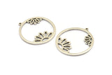 Silver Daisy Charm, Antique Silver Plated Brass Daisy Charms With 1 Loop, Pendants, Earrings (36x34x1.5mm) N1349