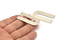 Silver Geometric Charm, 2 Antique Silver Plated Brass U Shaped Pendants With 2 Holes, Charms, Findings (45x22x1mm) D1010