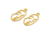 Gold Face Charm, 10 Gold Plated Brass Face Charms With 1 Loop, Charm Earrings (20x10x0.80mm) E649