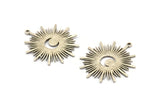 Silver Moon Charm, Antique Silver Plated Brass Crescent Moon Charms With 1 Loop (36x32x1mm) N1479