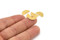 Semi Circle Pendant, 10 Gold Plated Brass Semi Circle Blanks With 1 Hole (15x7.5x0.80mm) E122 H0820