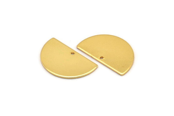 Semi Circle Charm, 4 Gold Plated Brass Half Moon Blanks With 1 Hole, Earrings, Pendants (21x13x0.80mm) D0786