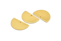 Semi Circle Charm, 4 Gold Plated Brass Half Moon Blanks With 1 Hole, Earrings, Pendants (21x13x0.80mm) D0786