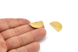 Semi Circle Charm, 4 Gold Plated Brass Half Moon Blanks With 1 Hole, Earrings, Pendants (21x13x0.80mm) D0786