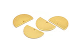 Semi Circle Charm, 4 Gold Plated Brass Half Moon Blanks With 1 Hole, Earrings, Pendants (21x13x0.80mm) D0786