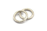 Silver Ring, 2 Hammered Antique Silver Plated Brass Rings, Connectors (22x3mm) N1500
