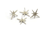 Silver Boom Earring, 4 Antique Silver Plated Brass Boom Stud Earrings (22x17x2mm) N1488