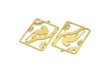Brass Leopard Charm, 4 Raw Brass Leopard Charms With 1 Loop (32x23x0.60mm) A4514