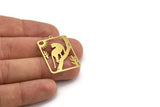Brass Leopard Charm, 4 Raw Brass Leopard Charms With 1 Loop (32x23x0.60mm) A4514