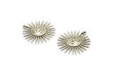 Silver Sun Charm, 2 Antique Silver Plated Brass Sun Charms With 1 Loop, Findings (30x28mm) N1480 H0936