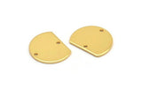Semi Circle Charm, 4 Gold Plated Brass Half Moon Blanks With 2 Holes (18x14x0.90mm) M985