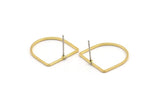 D Shape Earring, 8 Raw Brass D Shape Stud Earrings (19x19x1mm) BS 2329 A4648
