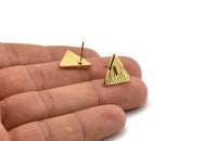 Gold Triangle Earring, 2 Hammered Gold Plated Brass Triangle Stud Earrings (14x1mm) N1157