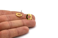 Gold Circle Earring, 6 Gold Plated Brass Circle Stud Earrings With 1 Loop, Findings (15x12x0.80mm) M043 A1490