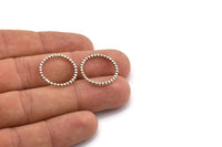 Brass Circle Connector, Antique Silver Plated Brass Circle Rings 16 - 17 - 18 - 19 - 20mm N0265 Q0169