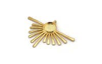Gold Sun Charm, Gold Plated Brass Sunshine Charm With 1 Loop, Pendant - Pad Size 10mm (50x35x1.5mm) N1217