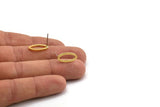 Brass Oval Earring, 8 Raw Brass Oval Stud Earrings (16x8x1.5mm) D1564 A1433