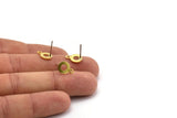 Brass Circle Earring, 12 Raw Brass Circle Stud Earrings With 1 Loop (11x8x0.80mm) M041 A1489