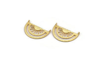 Gold Sun Pendant, Gold Plated Brass Sunshine Pendant With 2 Loops (37x21x0.80mm) N0970