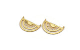 Gold Sun Pendant, Gold Plated Brass Sunshine Pendant With 2 Loops (37x21x0.80mm) N0970