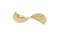 Gold Sun Pendant, Gold Plated Brass Sunshine Pendant With 2 Loops (37x21x0.80mm) N0970