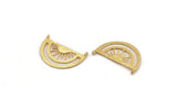 Gold Sun Pendant, Gold Plated Brass Sunshine Pendant With 2 Loops (37x21x0.80mm) N0970