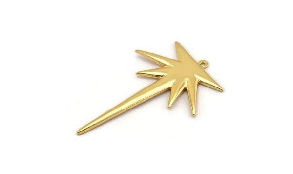 Gold Boom Charm, Gold Plated Brass Boom Charm With 1 Loop (48x32x1.5mm) N1144 H1180