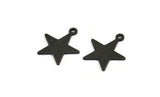 Black Star Charm, 12 Textured Oxidized Black Brass Star Charms With 1 Loop (18x16x0.80mm) M01578