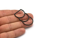 D Shape Connector, Oxidized Black Brass D Shape Connector, Rings (46x25x2mm) N0964 H1134