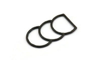 D Shape Connector, Oxidized Black Brass D Shape Connector, Rings (46x25x2mm) N0964 H1134