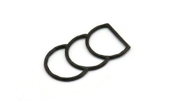 D Shape Connector, Oxidized Black Brass D Shape Connector, Rings (46x25x2mm) N0964 H1134